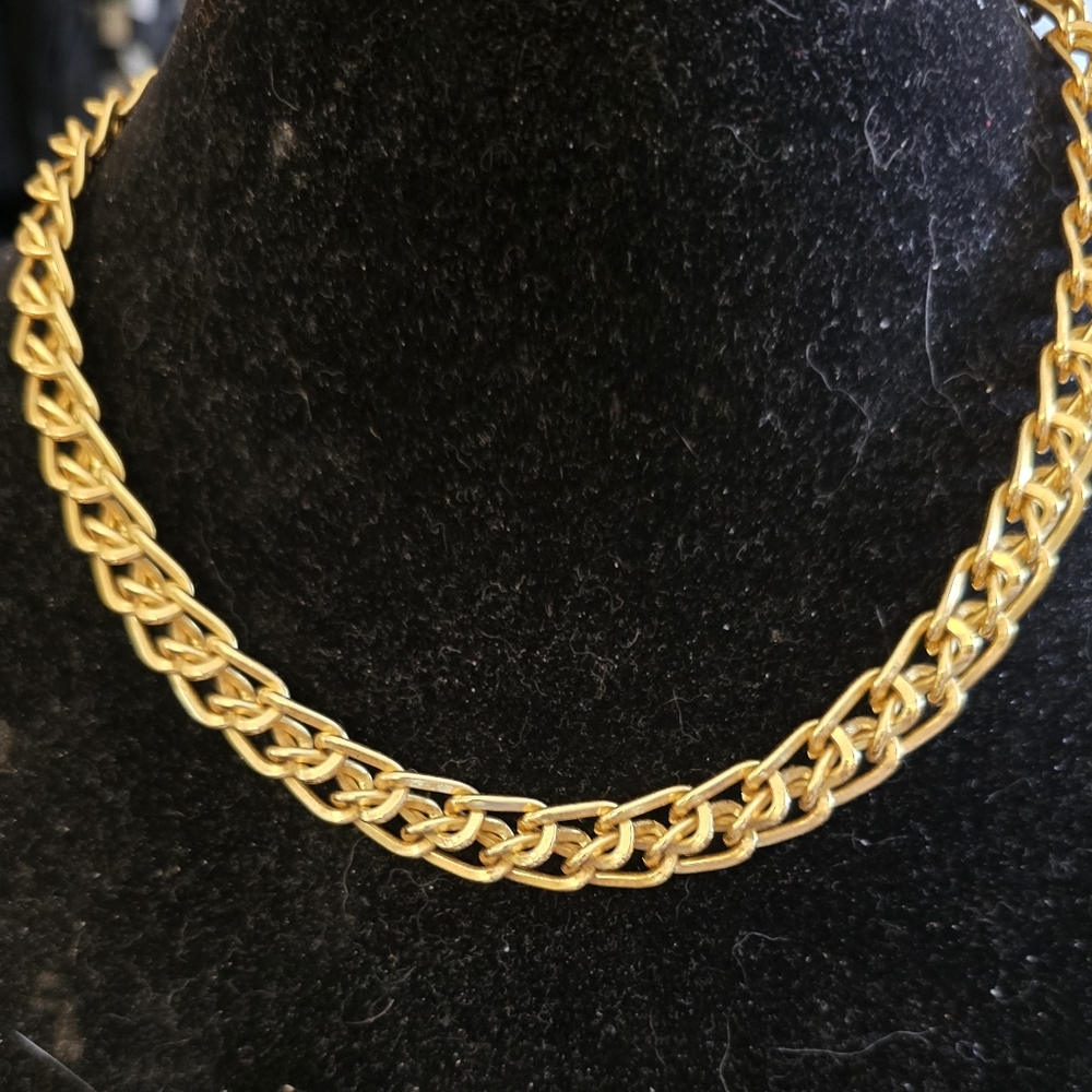 Vintage Double Chain Goldtone Choker Necklace  18”